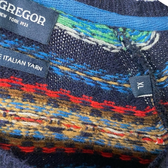 McGregor Nordic Fair Isle Sweater Men Academia Cabin Ski Snow Lambs Wool XL - Picture 9 of 11